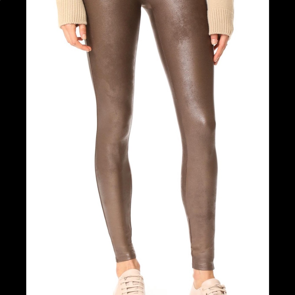 SPANX Faux Brown Leather Leggings